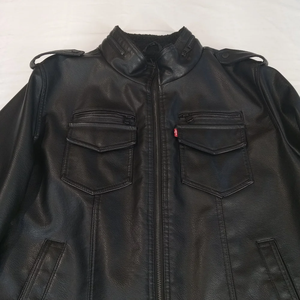 Levi's Men's Black Faux fur Leather Jacket Size XL
